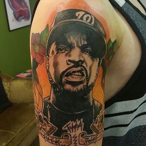 Ice Cube Tattoo by Jyrke Savolainen #icecube #icecubetattoo #rapper #rappertattoo #portrait #portraittattoo #gangsterrap #musician #musiciantattoo #JyrkeSavolainen