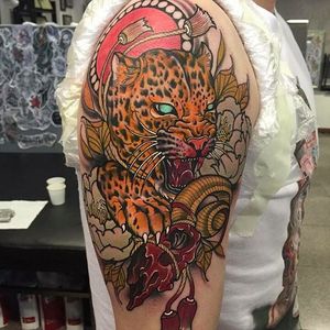 Cheetah Half sleeve Tattoo by Sulhong @Sulhong_Tattooer #SulhongTattooer #Animal #Animaltattoo #SouthKorea #Korea #SulhongArt #Cheetah #feline
