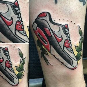 Nike Tattoo by Dan Berry #nike #niketattoo #nikeshoes #sneaker #sneakertattoo #sneakers #shoes #sports #sportattoos #DanBerry