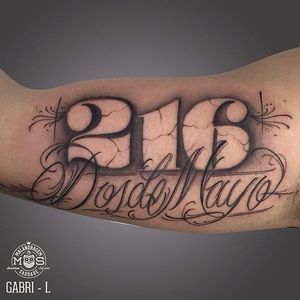 '216 Dos de Mayo' Lettering Tattoo by Gabri #number #lettering #script #blacklattering #blackwork #blckwrk #GabriL