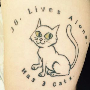 Brian Quinn - 38. Lives alone. Has 3 cats. Tattoo done at East Side Ink. #BrianQuinn #ImpracticalJokers #cat #lettering