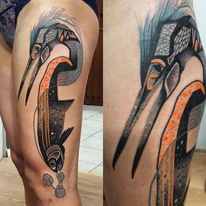 Bird Fish Tattoo by Marine Perez #AbstractTattoo #GraphicTattoos #MordernTattoos #CreativeTattoos #UniqueTattoos #Marineperez #birdtattoo #fishtattoo