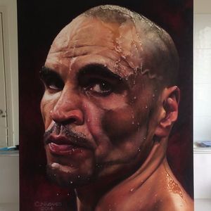 Australian boxer Anthony Mundine oil painting by Chris Nieves #artshare #AnthonyMundine #ChrisNieves #art #painting