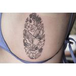 Hummingbird tattoo by Lindsay April. #bird #hummingbird #dotwork #pointillism #subtle #LindsayApril