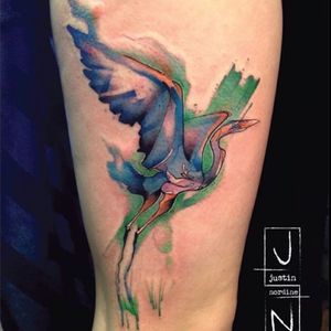 Another long necked beaut.  (Via IG - justinnordinetattoos) #Bird #justinnordine #watercolor #art #nature