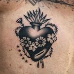Sacred Heart Tattoo by Alex Zampirri #sacredheart #sacredhearttattoo #traditional #traditionaltattoo #oldschool #traditionalartist #AlexZampirri
