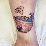 Storm in a teacup tattoo by Carly Kroll. #CarlyKroll #girly #pinkwork #cute #neotraditional #storminateacup #teacup