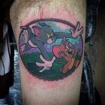 Tom and Jerry tattoo by Rachel Halsey. #tomandjerry #cartoon #retro #oldschool #cat #mouse
