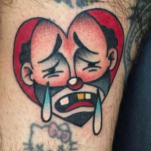 Crying Hobo Clown Tattoo por Pancho #PanchosPlacas #Oldschool #Traditional #Klovntattoo #hoboclown #klovn