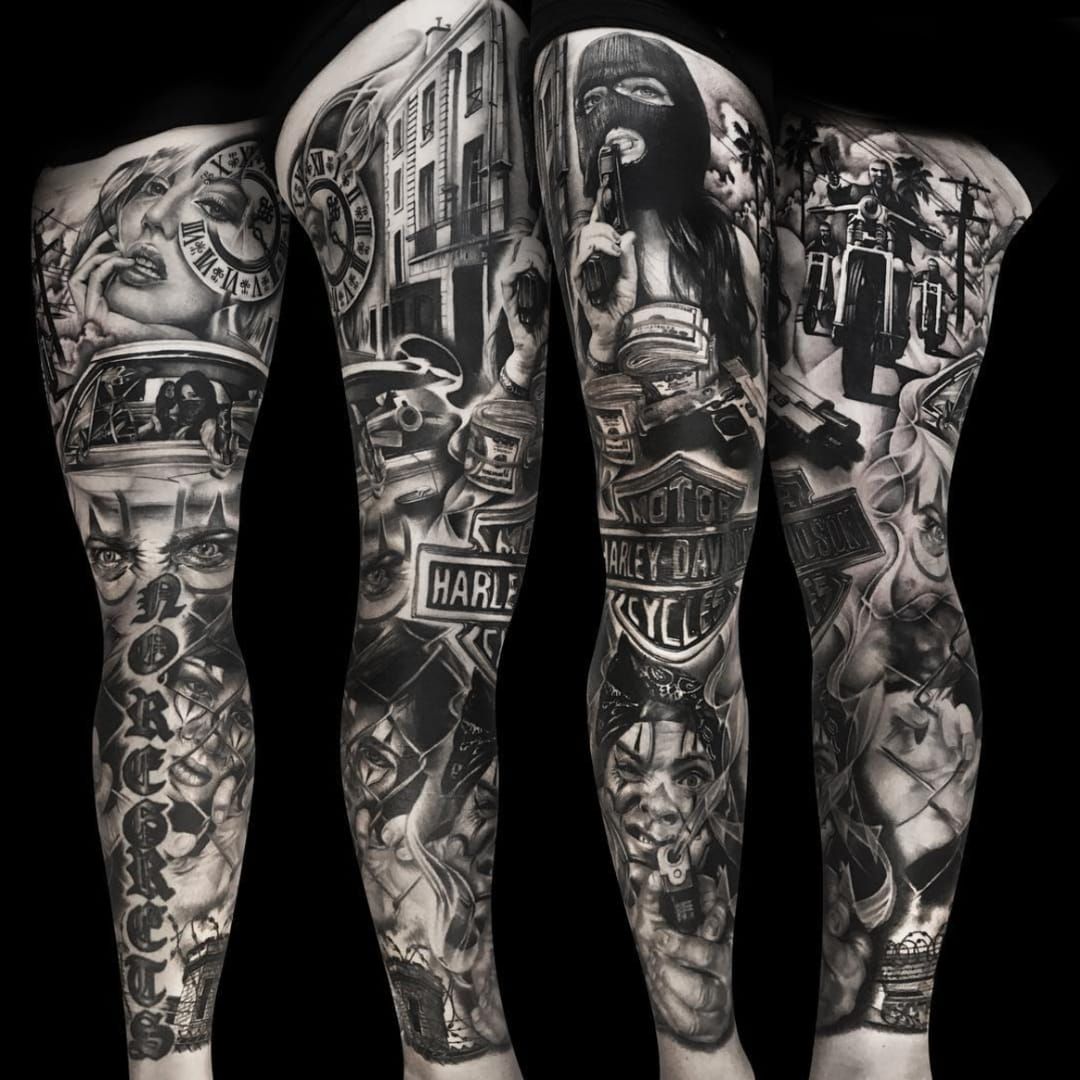 Harley Davidson 3/4 sleeve tattoo