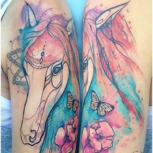 Watercolor Horse Tattoo by Ola Zyskowska #horse #horsetattoo #watercolor #watercolorhorse #watercolorhorsetattoo #watercolortattoos #OlaZyskowska