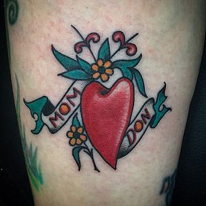 Heart tattoo by Michelle Myles. #MichelleMyles #heart #traditional #momtattoo #traditionaltattoo