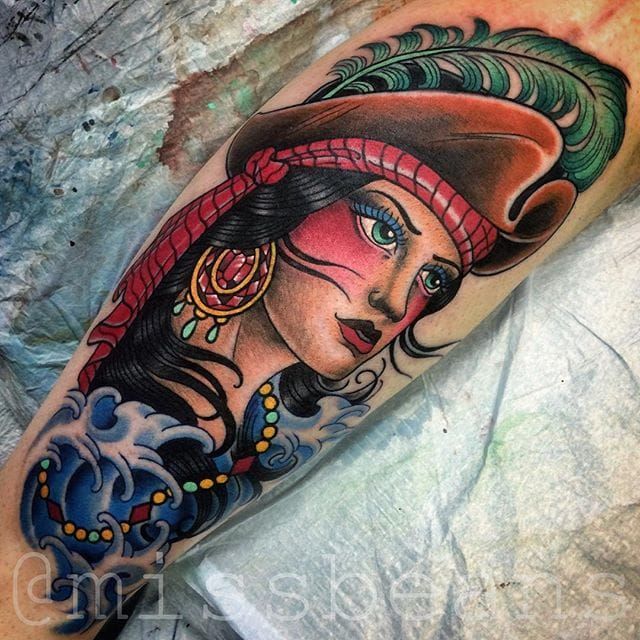 Pirate Queen with Barrel of Rum  Treasure Map  Best Tattoo Ideas For Men   Women