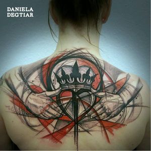 Superb claddagh tattoo by Daniela Degtiar #DanielaDegtiar #graphic #sketchstyle #abstract #watercolor #claddagh #crown #heart