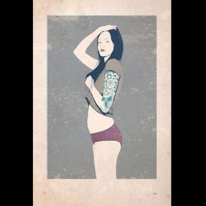 Illustrations of young tattooed women by Adams Carvalho. #AdamsCarvalho #illustrator #tattooedwomen #tattoodrawing #visualart