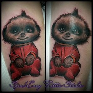 Cute illustrative tattoo of Oleg from the Compare the Market insurance advertisement. By Shannon Rose. #illustrative #meerkat #Oleg #ShannonRose