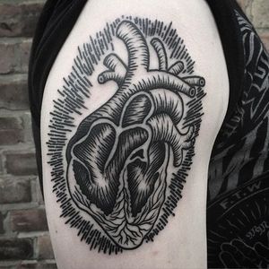 Heart Tattoo by Jack Ankersen #Blackwork #TaditionalBlackwork #BlackTattoos #Illustrative #BoldBlackwork #JackAnkersen