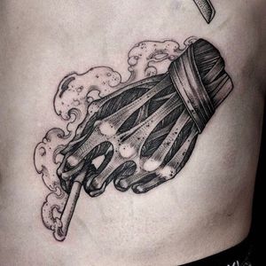 Smoking Hand Tattoo done at Blood Candy Tattoo, Busan City, South Korea #blackwork #skeleton #tendons #muscles #Hand #cigarette #BloodCandyTattoo