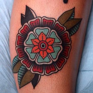 Bright and Bold Flower Mandala Tattoo by @JohnLittleTattoo #Bright #Bold #Flower #Mandala #JohnLittleTattoo