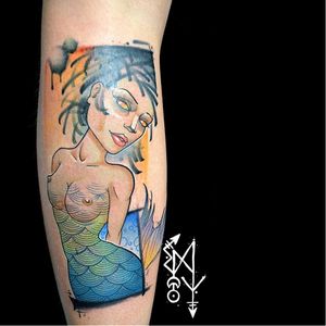 Mermaid tattoo by Emy Blacksheep #EmyBlacksheep #newschool #mermaid
