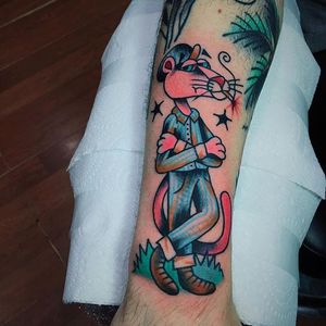 Pink Panther tattoo by Liam Alvy. #pinkpanther #retro #cartoon #film