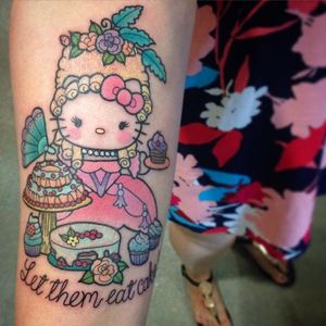 Hello Kitty tattoo by Kat Weir. #KatWeir #neotraditional #sanrio #hellokitty