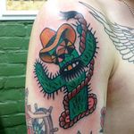 Macho Man Randy Savage as a cactus. Tattoo by Matty Higgins. #RandySavage #MachoMan #MachoManRandySavage #cactus #wrestling #traditional #MattyHiggins