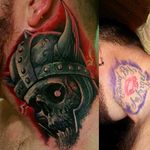 Awesome viking skull tattoo by Brandon Herrera. #brandonherrera #darktattoos #viking #vikingskull #skullhead