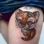 Baby tiger tattoo by Rude Eye #RudeEye #newschool #animal #cute #kawaii #babyanimal #babytiger #tiger