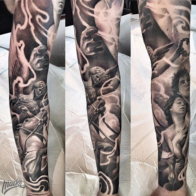 Tattoo uploaded by Joe  Brendan Schaub is a former UFC heavyweight and  host of The Fighter and The Kid podcast and his tattoos display an  appreciation for MMA and angels UFC 