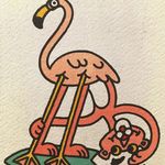 Pink Panther flamingo. (via IG - woo_loves_you) #WooLovesYou #Illustrative #PinkPanther #Flamingo