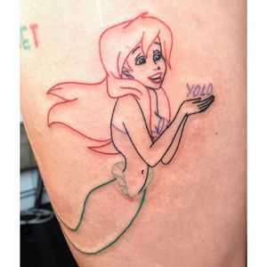 Ariel tattoo by Shannon Perry. #ShannonPerry #linebased #linework #offbeat #ariel #disney #princess #disneyprincess #yolo #thelittlemermaid