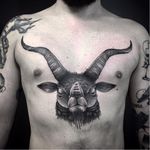 Goat tattoo by Andre Cast #AndreCast #blackwork #goat