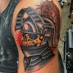 Knight Tattoo by Griffen Gurzi #knight #knighttattoo #traditional #traditionaltattoo #oldschooltattoo #oldschooltattoos #GriffenGurzi
