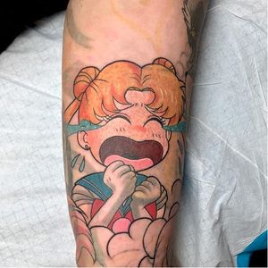 Crying Sailor Moon tattoo by Kimberly Wall. #KimberlyWall #bunnymachine #anime #sailormoon