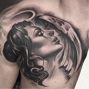 Tatuaje de Y Abel por Ricardo Avila #OGAbel #art #chicano #blackandgrey #RicardoAvila #angel