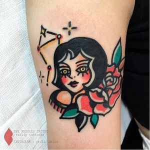 Constellation tattoo by Redlip Tattooer. #RedlipTattooer #Redlip #traditional #bold #constellation #rose
