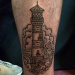 Lighthouse tattoo by Adam Sage #handpoke #handpoked #AdamSage #handcrafted #lighthouse #dotwork