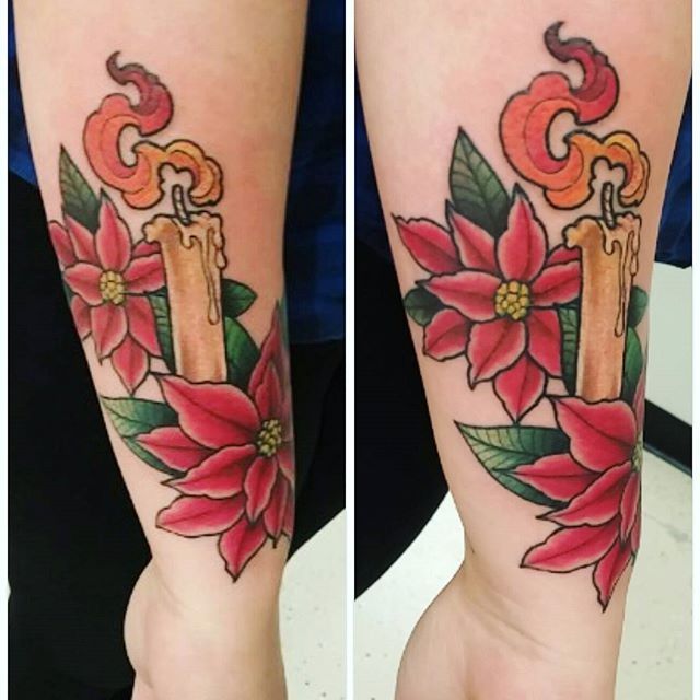 27 Bright Poinsettia Tattoo Designs  Their Meaning  TattooGlee  Hand  tattoos Christmas tattoo Tattoo designs