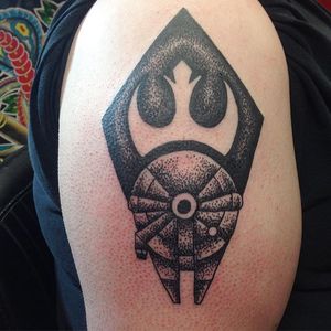 Rebel Alliance Tattoo by Steve Gillespie #RebelAlliance #RebelAllianceTattoo #StarWarsTattoo #ForceAwakens #StarWars #SteveGillespie #dotwork