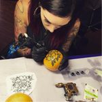 Červená Fox tattoos a grapefruit! Photo from Facebook page. #cervenafox #tattooing #tattoos