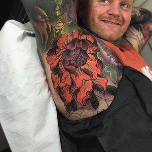 Peony Tattoo by Jason james Smith #peony #peonytattoo #armpit #armpittattoo #japanese #japanesetattoo #japanesetattoos #japanesearmpit #japanesearmpittattoo #JasonJamesSmith