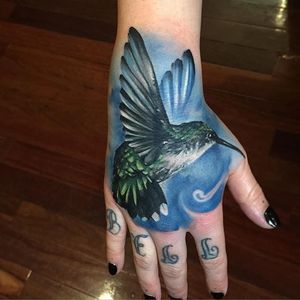 Hummingbird tattoo by Benjamin Laukis. #realism #colorrealism #BenjaminLaukis #hummingbird #bird