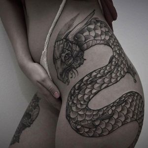 Dragon tattoo by Taras Shtanko #TarasShtanko #dotwork #nature #dragon