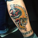 Skull and Spiral Staircase Tattoo by James McKenna via Instagram @J__Mckenna #JamesMcKenna #Traditional #Neotraditional #Opticalillusion #Fremantle #WesternAustralia #Skull #Staircase