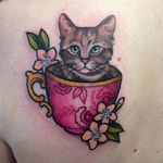 Kitty in a teacup by Carly Kroll (via IG- @carlykroll) #carlykroll #neotraditional #cute #animal #teacup