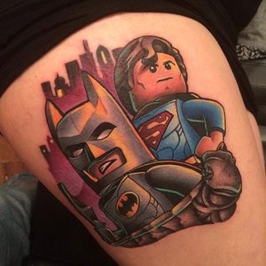 #LEGO #Superman and #Batman tattoo by Andy Walker