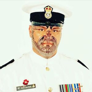 A photograph of Rawiri Barriball, the first member of the Royal New Zealand Navy to ever have tā moko. #facialtattoos #Māori #RawiriBarriball #RoyalNewZealandNavy #tāmoko
