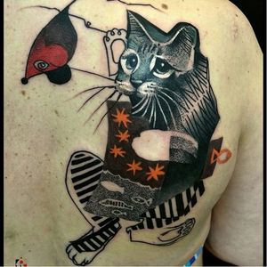 Graphic cat tattoo #cattattoo #KatarzynaKrutak #graphictattoo #cat #graphic #dotwork
