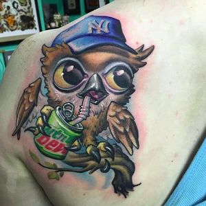 This owl love its! (via IG -- tattoo_mountain_ink) #mtdew #mountaindew #owl